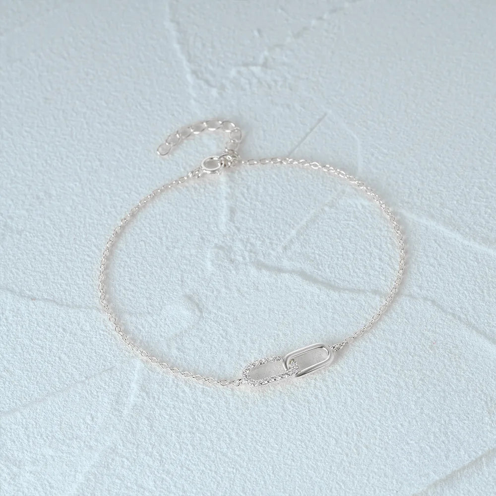 Skanto | S925 Evig Lenket Diamant Kontrast Armbånd