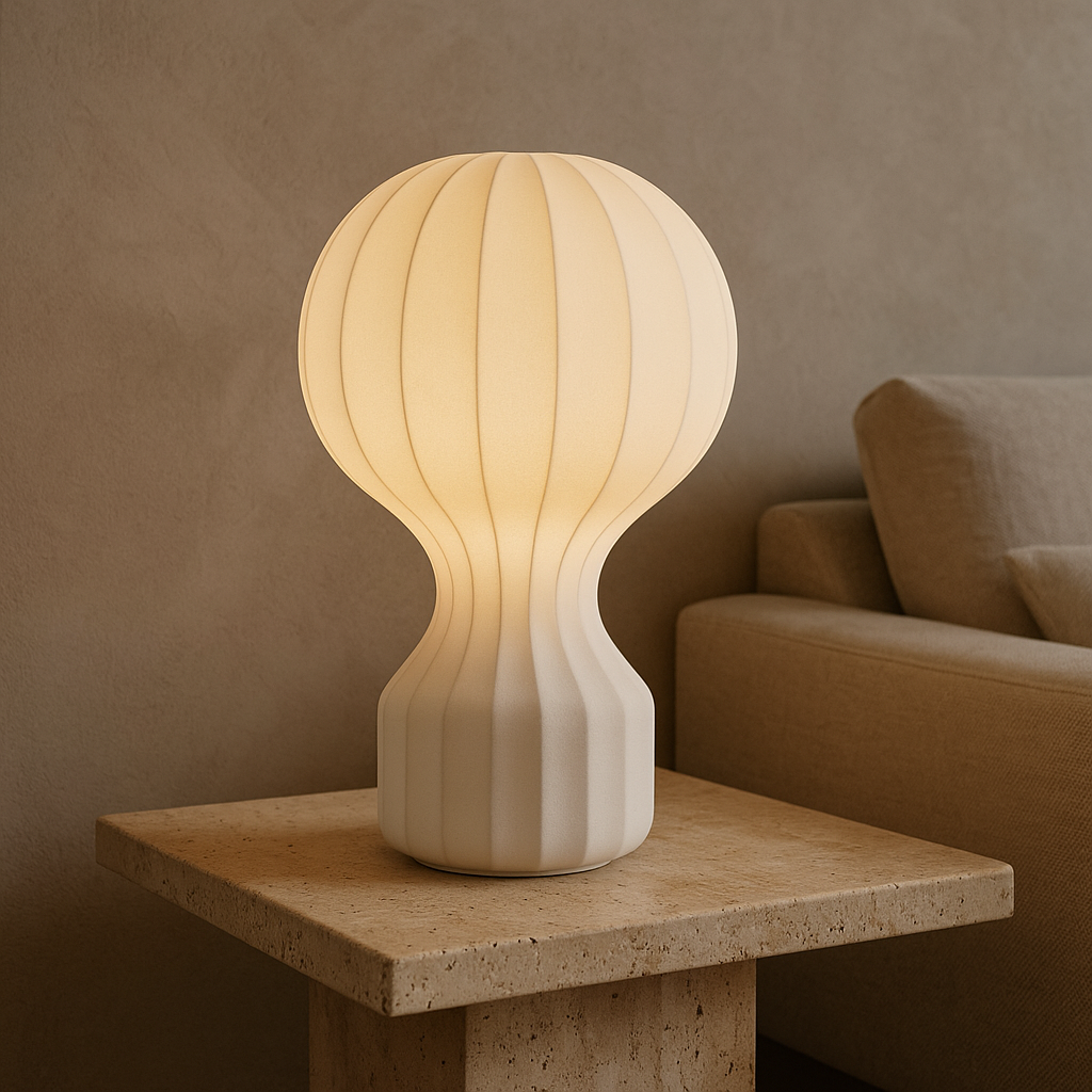 Skanto | Silka | Wabi Sabi Silke Bordlampe – Varm LED Lys