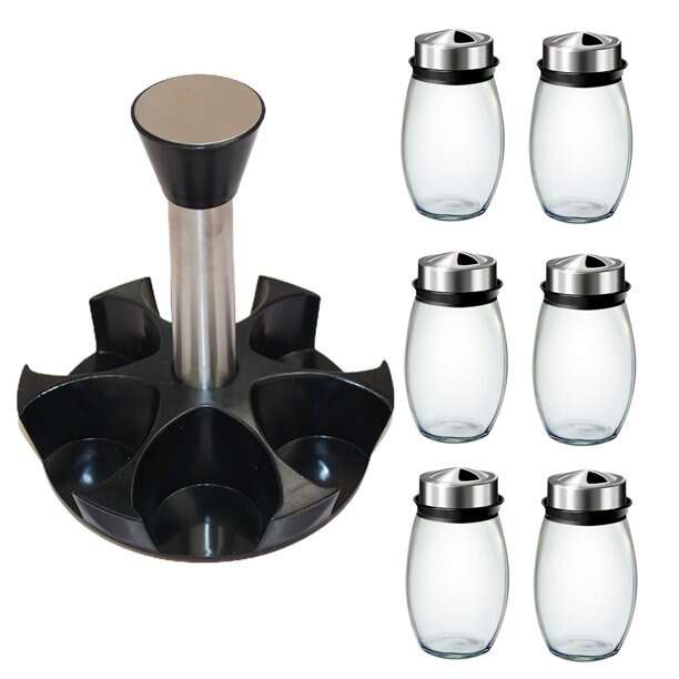 6Pcs Krydderi Krukke Stativ 360 Rotasjon Skanto