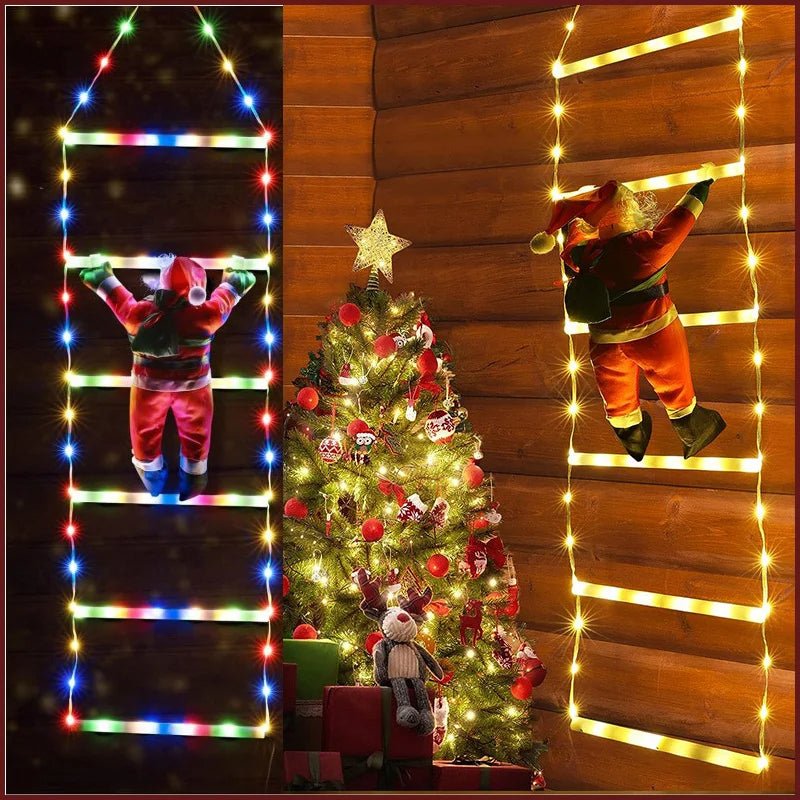 Skanto | Julenisse Klatrestige med LED – 8 Modus Utendørs Juledekorasjon