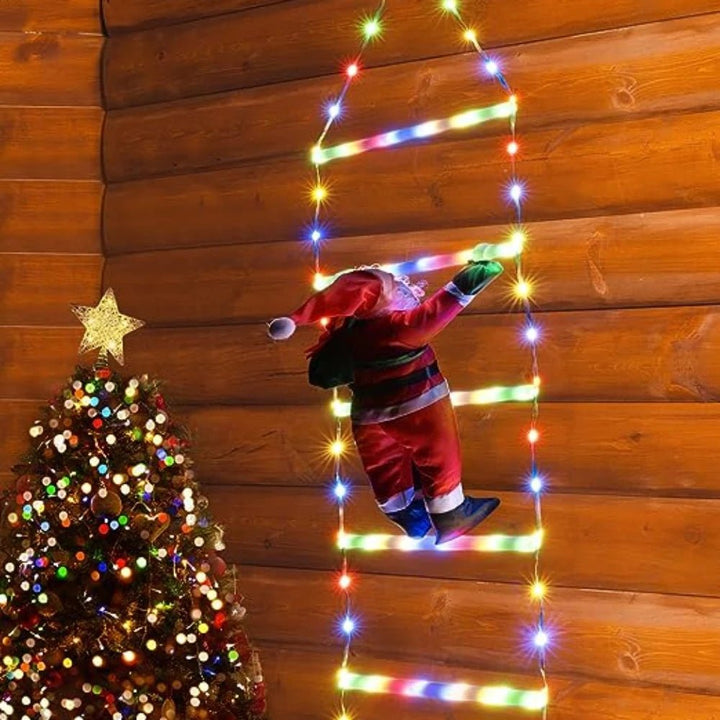Skanto | Julenisse Klatrestige med LED – 8 Modus Utendørs Juledekorasjon
