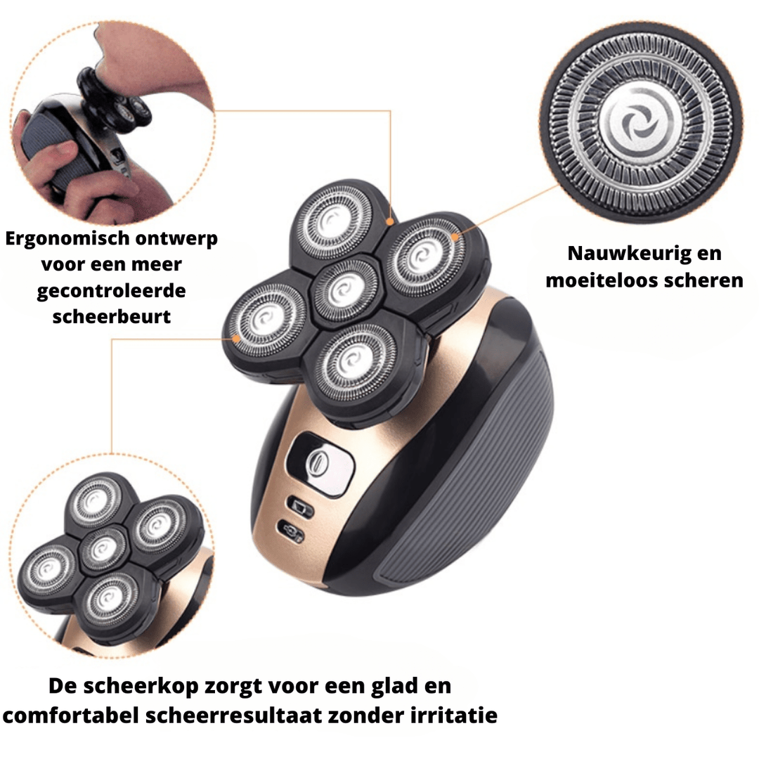 Skanto | 5-i-1 trimmer med flytende barberhoder og tilbehør