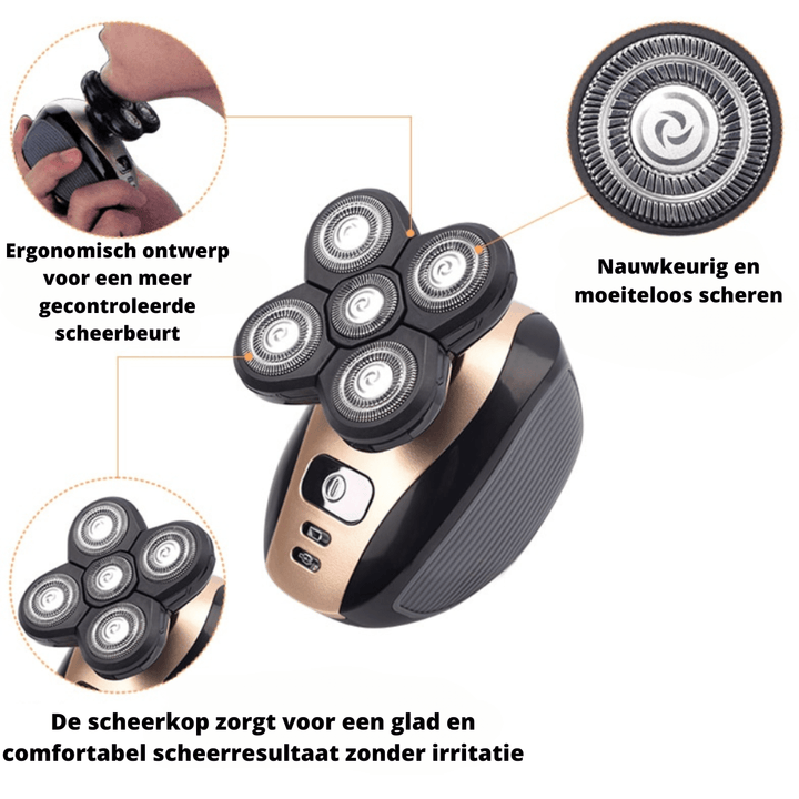 Skanto | 5-i-1 trimmer med flytende barberhoder og tilbehør