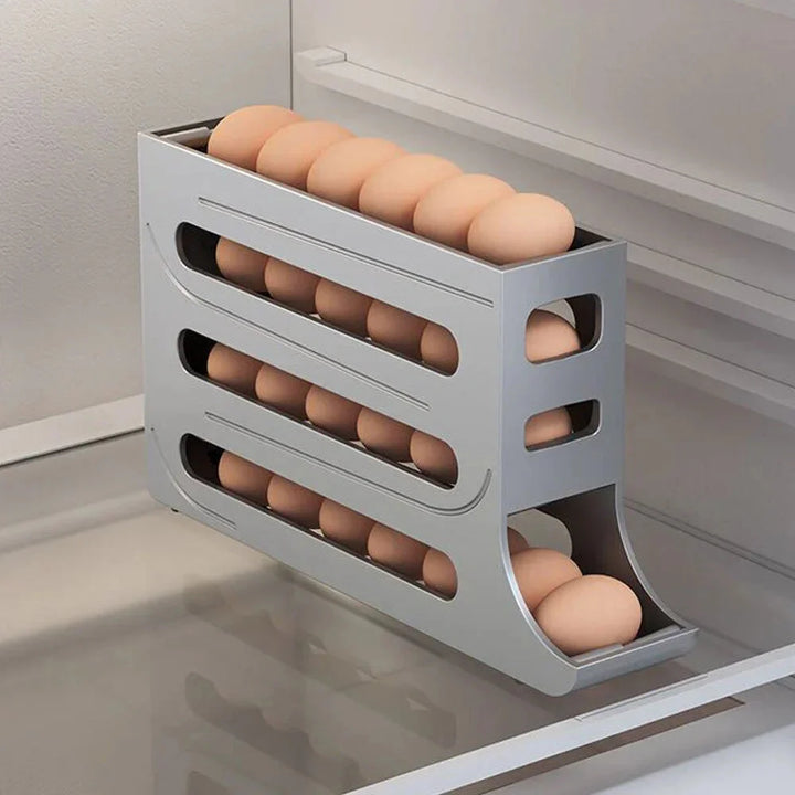 Rullende eggstativ holder plassbesparende egg lagringsboks | Skanto