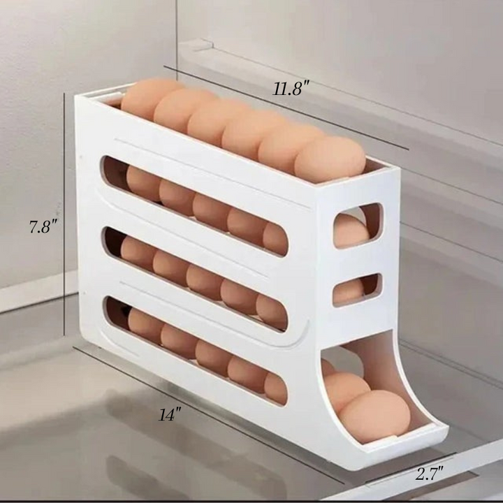 Rullende eggstativ holder plassbesparende egg lagringsboks | Skanto