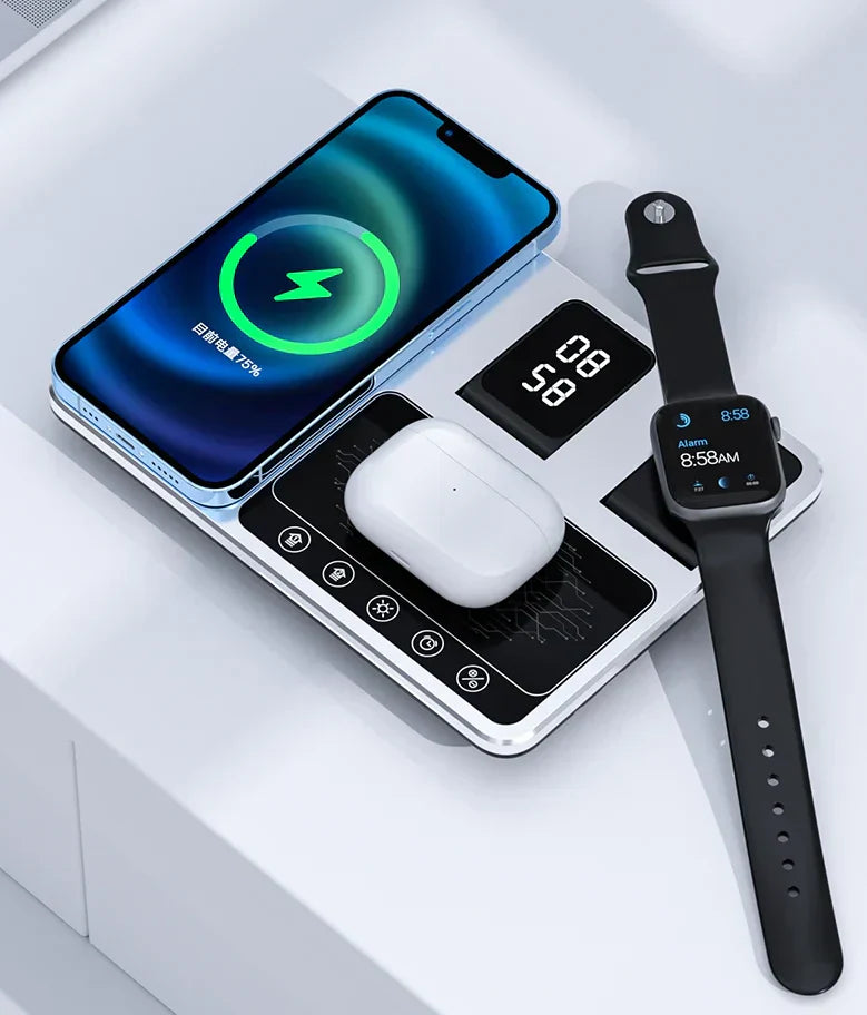 Skanto | EasyCharge - 4-i-1 Trådløs Laderstasjon for iPhone, Apple Watch og AirPods - Rask og Effektiv Lader