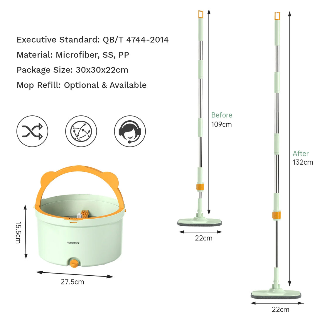 Frendorf | Selvvridende Flat Mopp med Bøtte - SpinMop