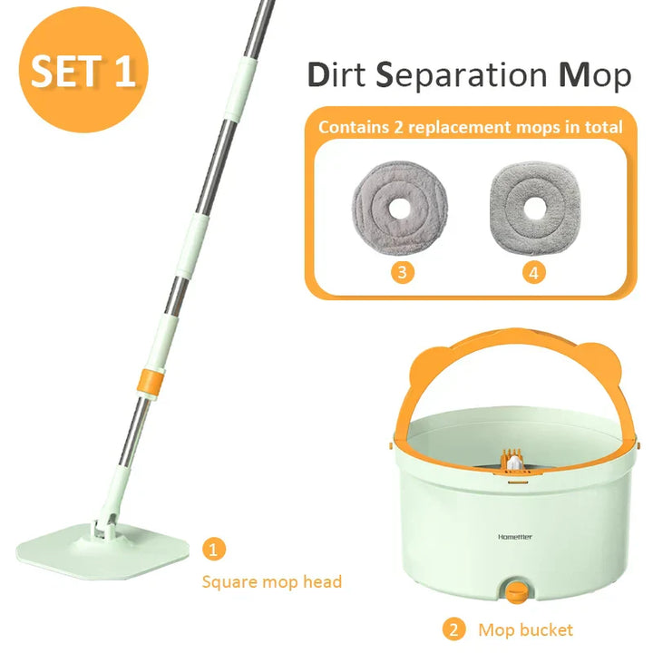 Frendorf | Selvvridende Flat Mopp med Bøtte - SpinMop