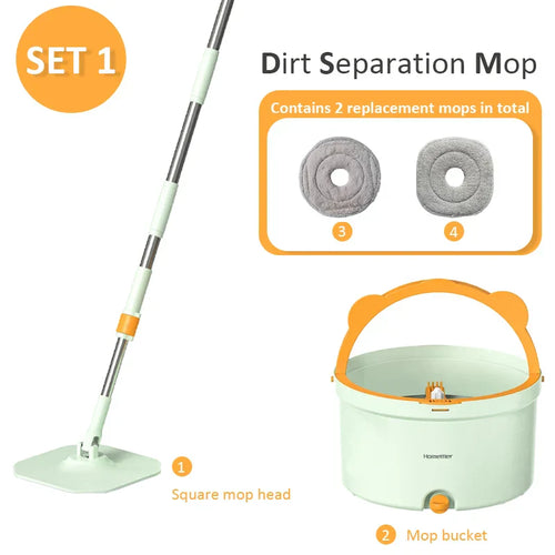Frendorf | Selvvridende Flat Mopp med Bøtte - SpinMop