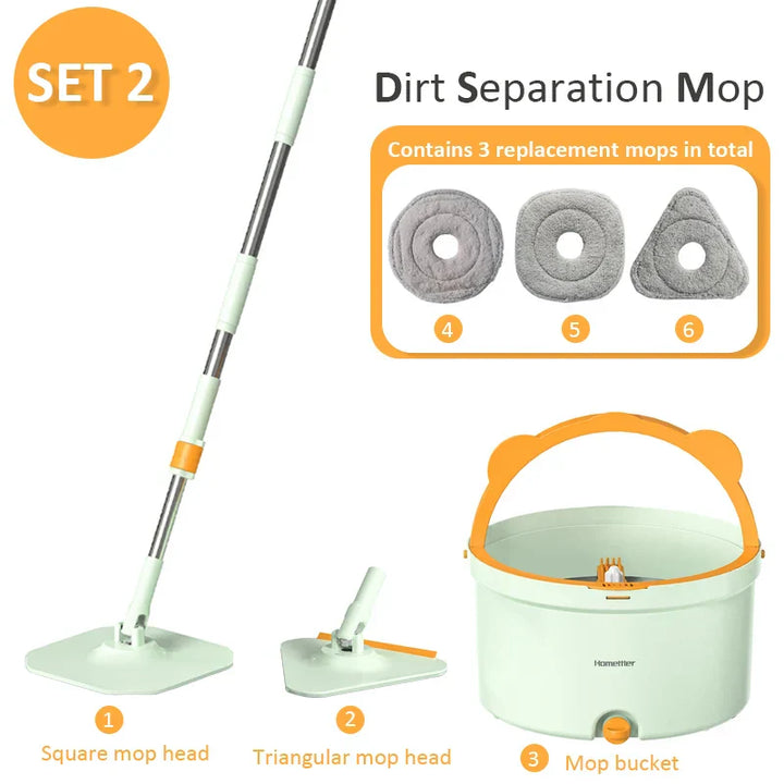 Frendorf | Selvvridende Flat Mopp med Bøtte - SpinMop