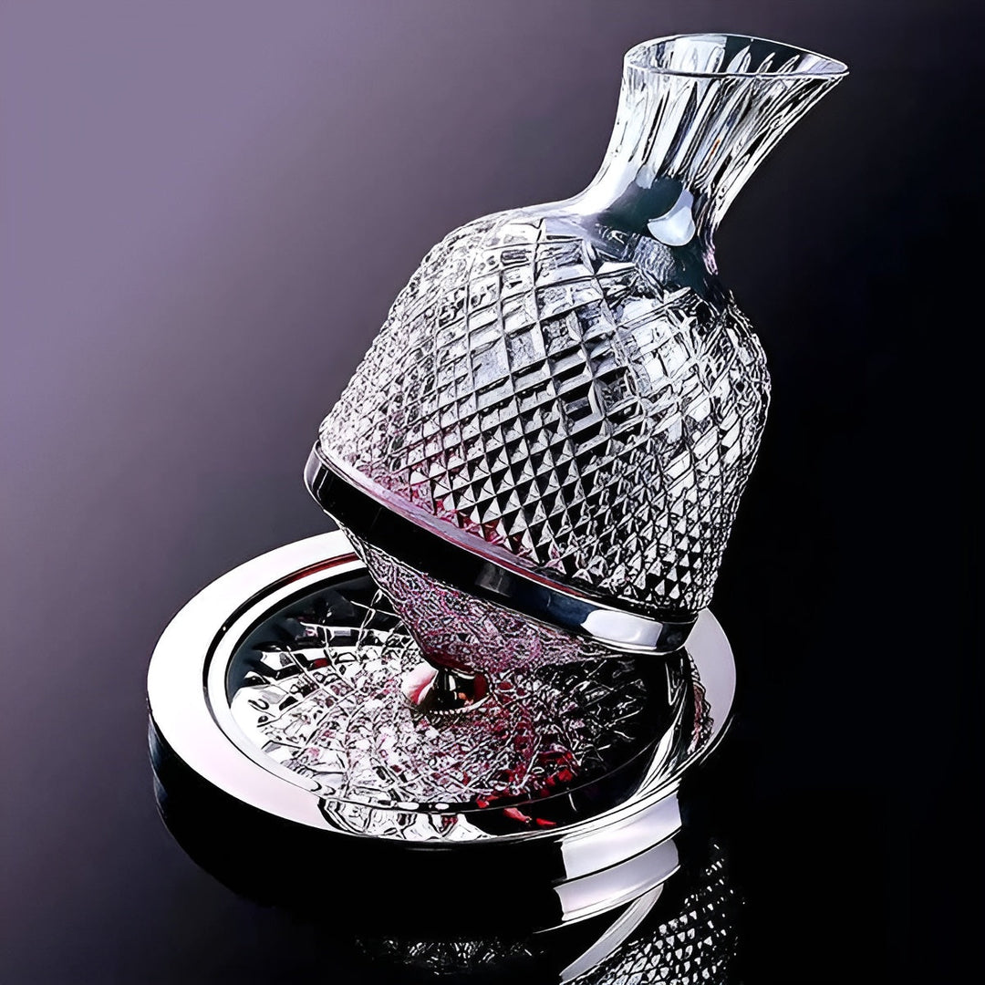 Krystallglasskaraffel – 360° roterbar, elegant og med stilig design | 1,5-liters vin- og drikkedispenser