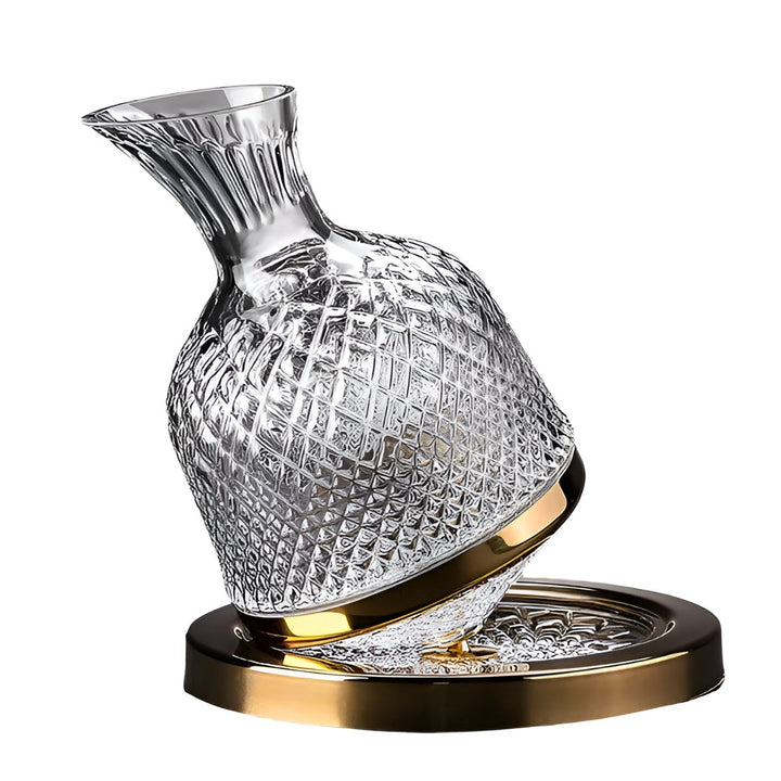 Krystallglasskaraffel – 360° roterbar, elegant og med stilig design | 1,5-liters vin- og drikkedispenser
