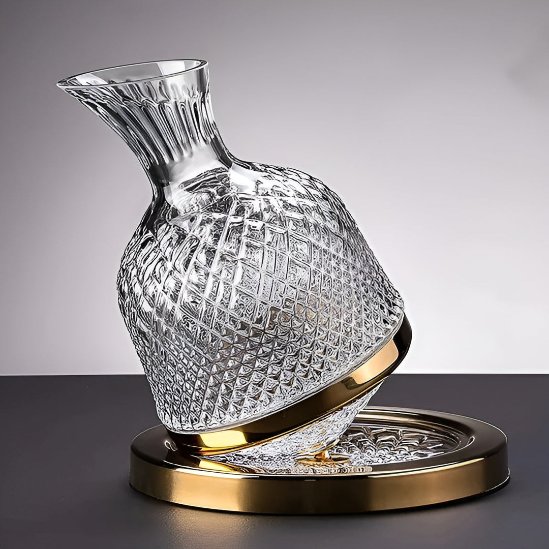 Krystallglasskaraffel – 360° roterbar, elegant og med stilig design | 1,5-liters vin- og drikkedispenser
