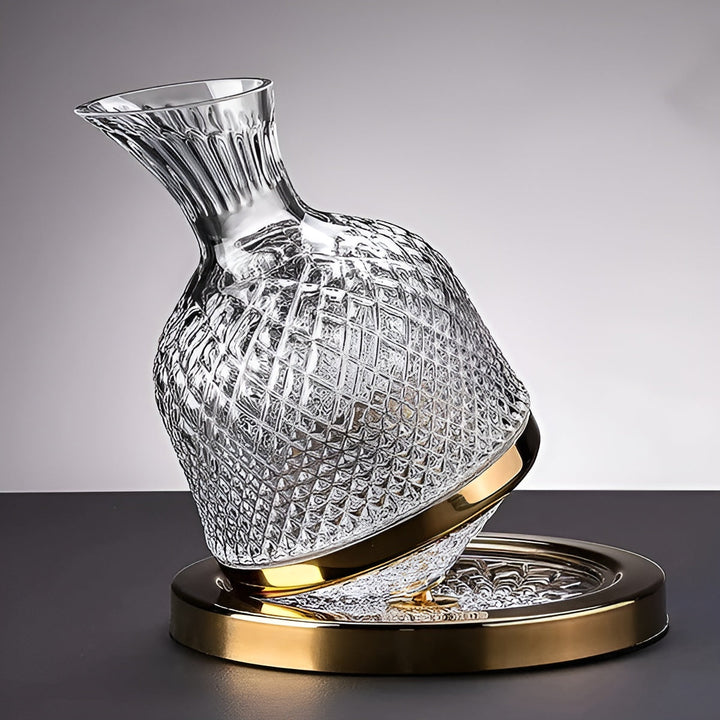 Krystallglasskaraffel – 360° roterbar, elegant og med stilig design | 1,5-liters vin- og drikkedispenser