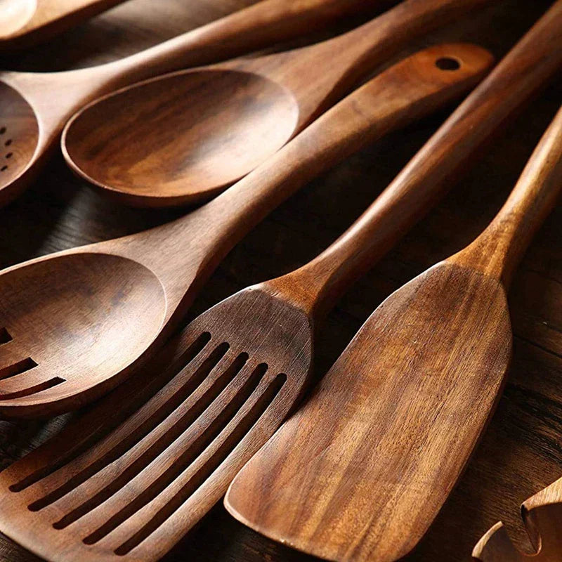 Skanto | EcoChef – Sett med teak-tre kjøkkenutstyr