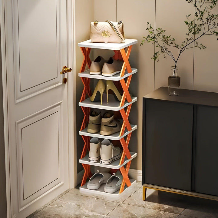 FlexiRack Skoorganizer - Multifunksjonell Flerlags Sammenleggbart Skohylle | Skanto