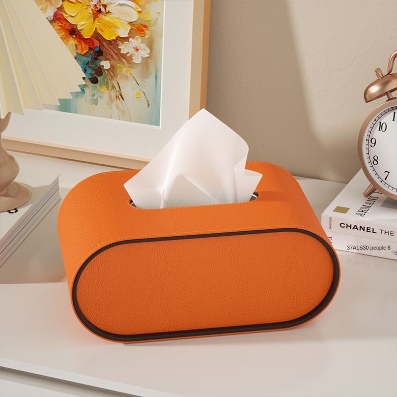TissuLuxe Oval – Læder Tissue Boks Deksel for Stue, Bil & Kontor | Skanto