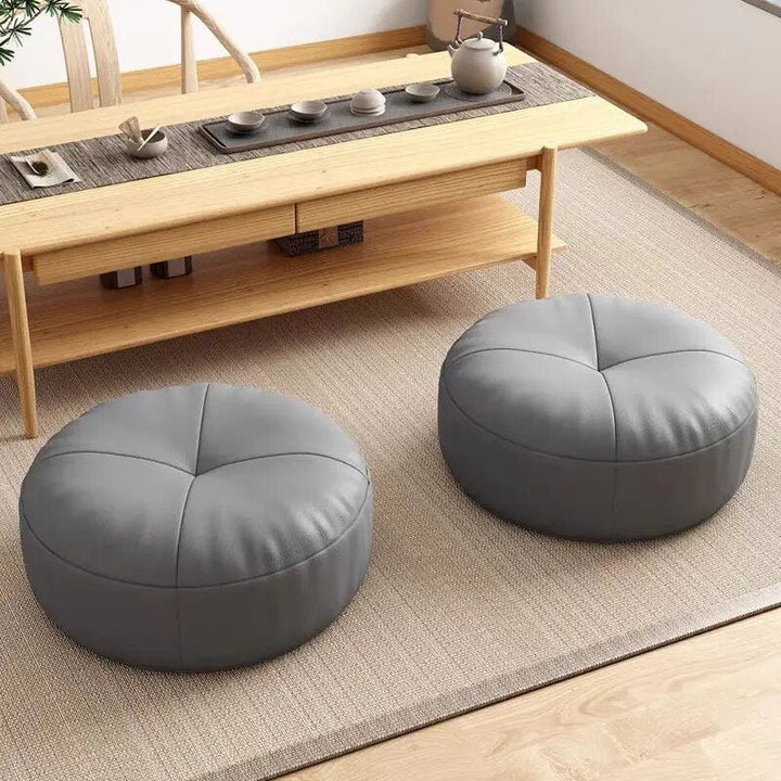 Zen Pute – Rund Japansk Sittepute laget av Nappa Skinn i Tatami Stil | Skanto