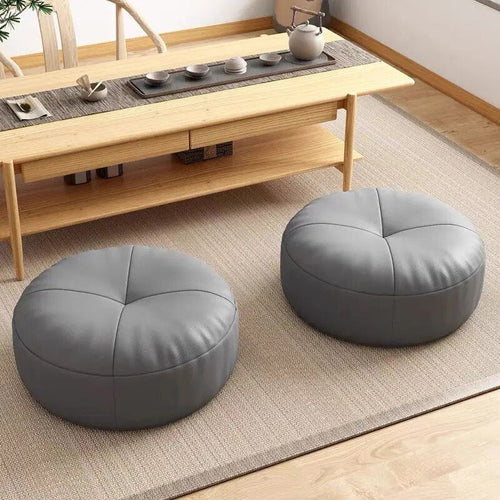 Zen Pute – Rund Japansk Sittepute laget av Nappa Skinn i Tatami Stil | Skanto