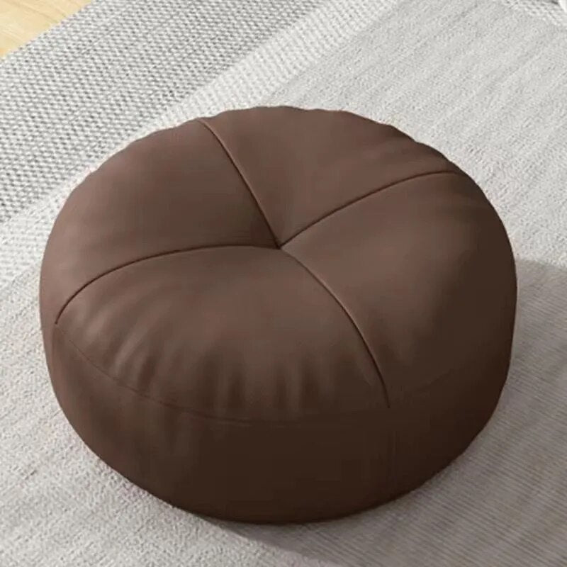 Zen Pute – Rund Japansk Sittepute laget av Nappa Skinn i Tatami Stil | Skanto