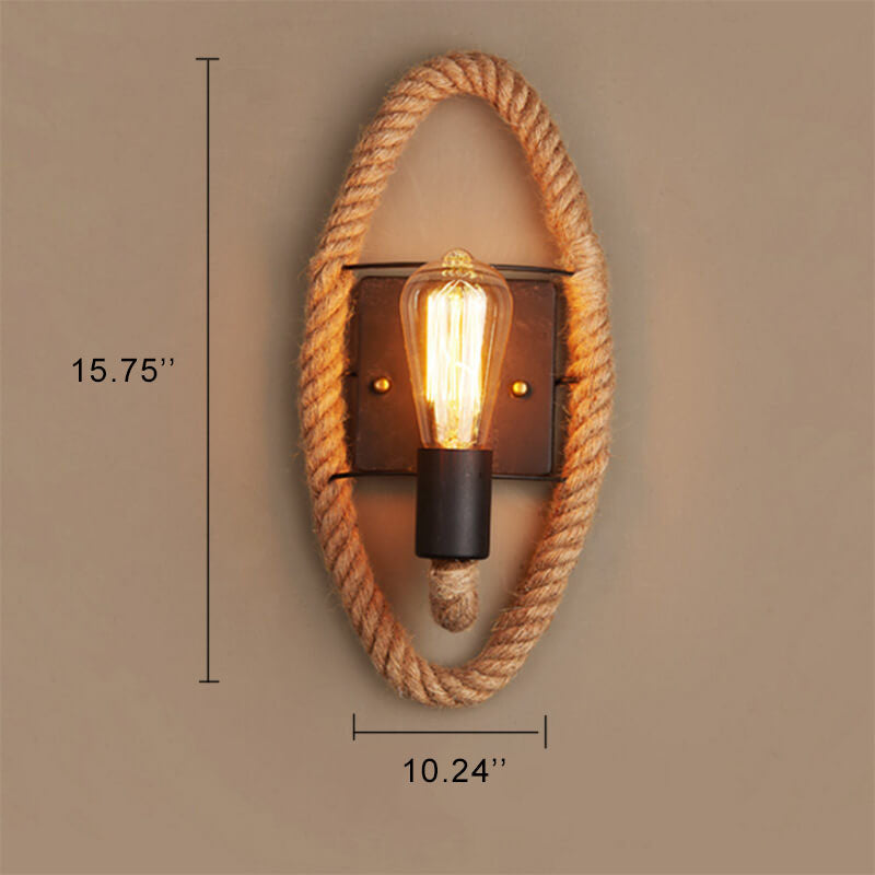 Skanto Vegglampe | Vintage Stil | Hamp Tau Lampe Design | Unik Dekorasjon | Miljøvennlig Vegglampe