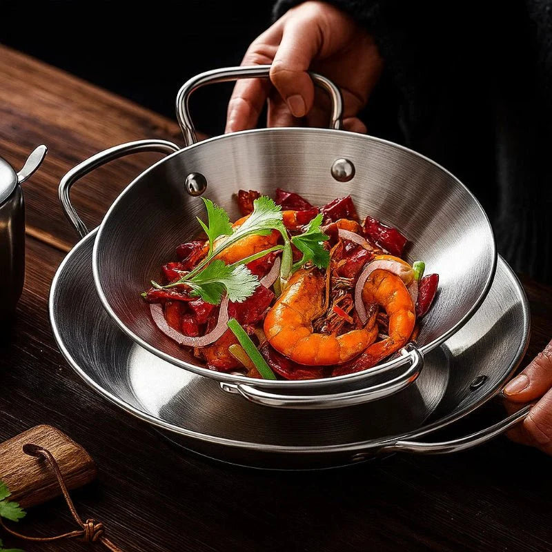 Skanto | SizzleServe – Flat Rustfritt Stål Panne med Doble Stekeplater