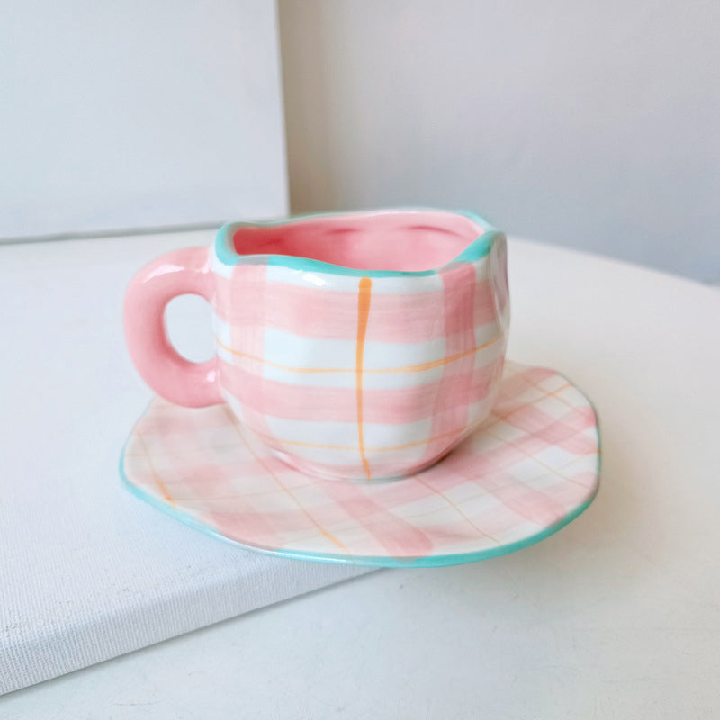 Håndmalt kreativ kaffekopp, keramisk tekopp og fatsett | Skanto
