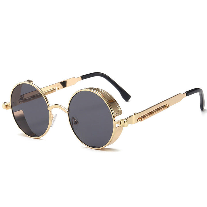 Skanto | Solbriller Steampunk Rund Linse Metallramme Unisex Briller