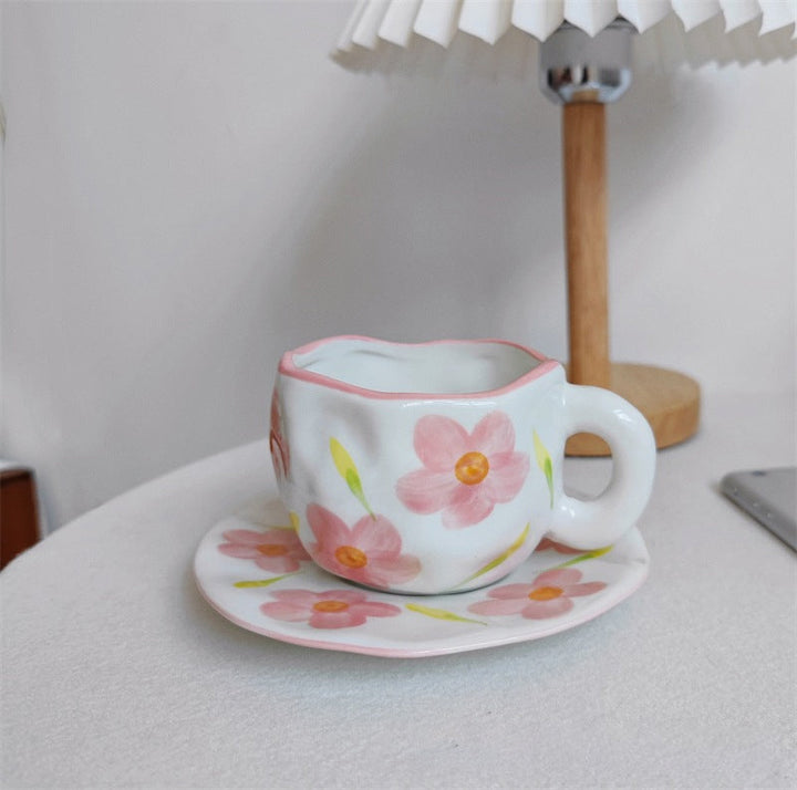 Håndmalt kreativ kaffekopp, keramisk tekopp og fatsett | Skanto