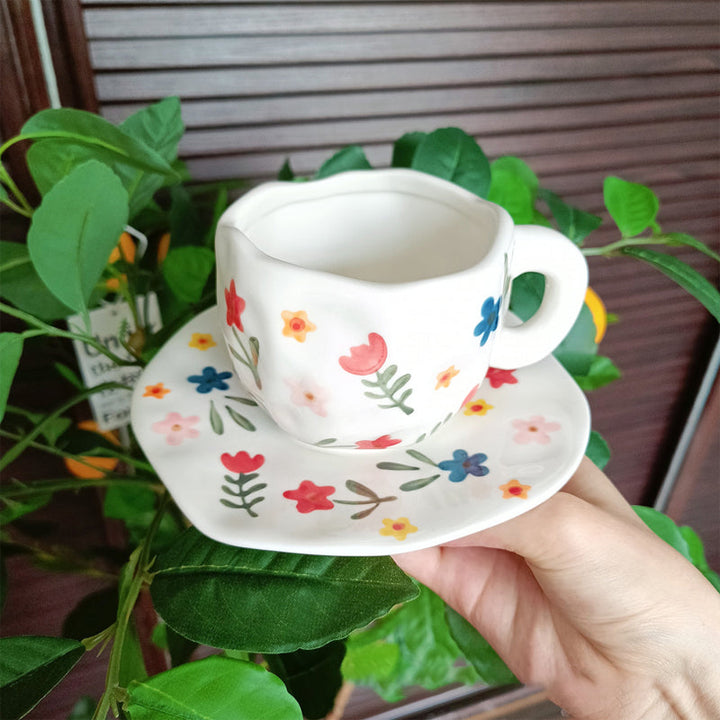 Håndmalt kreativ kaffekopp, keramisk tekopp og fatsett | Skanto