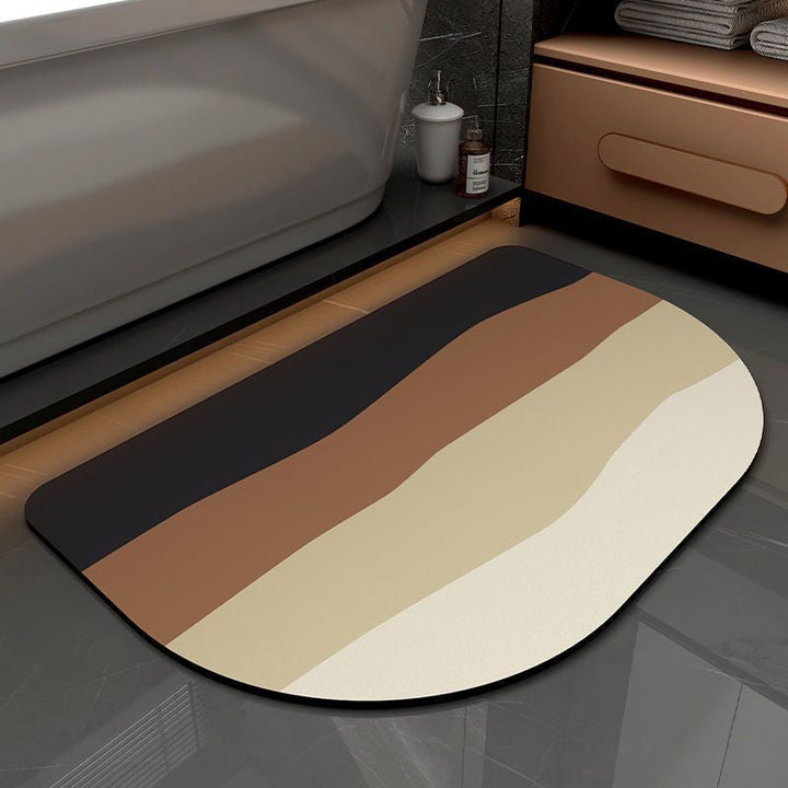Non Slip Absorberende Stripete Gulvmatte, Hurtigtørkende Badbalconiteppe | Skanto