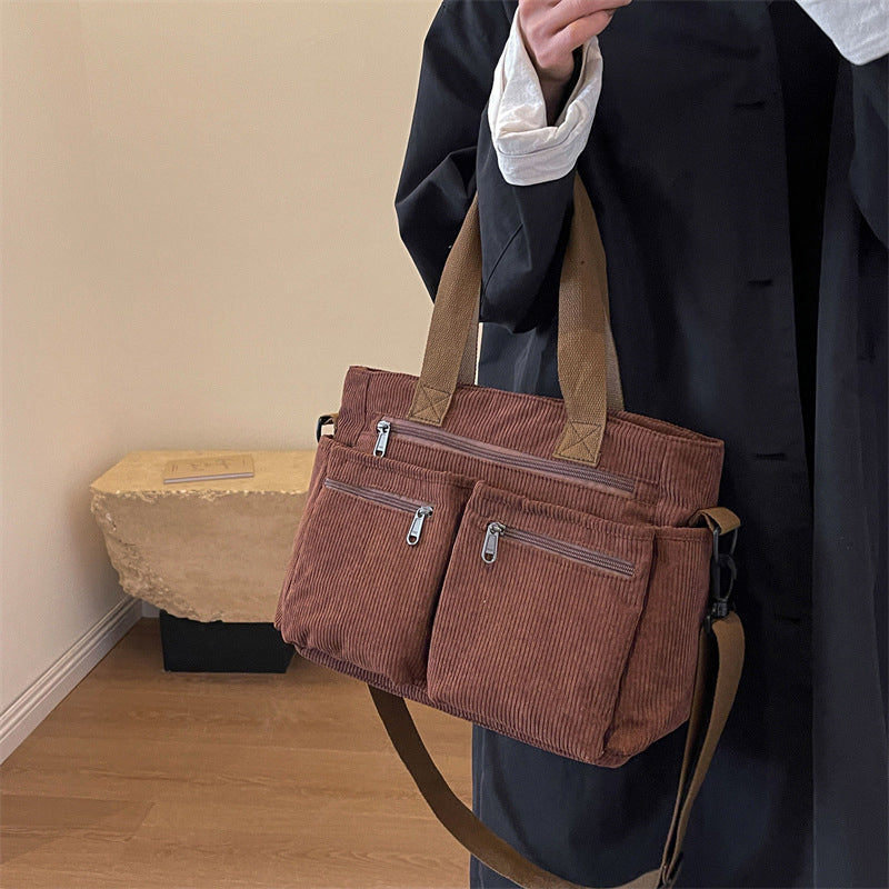 Ensfarget kordfløyels totebag | Skanto
