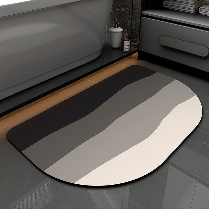 Non Slip Absorberende Stripete Gulvmatte, Hurtigtørkende Badbalconiteppe | Skanto