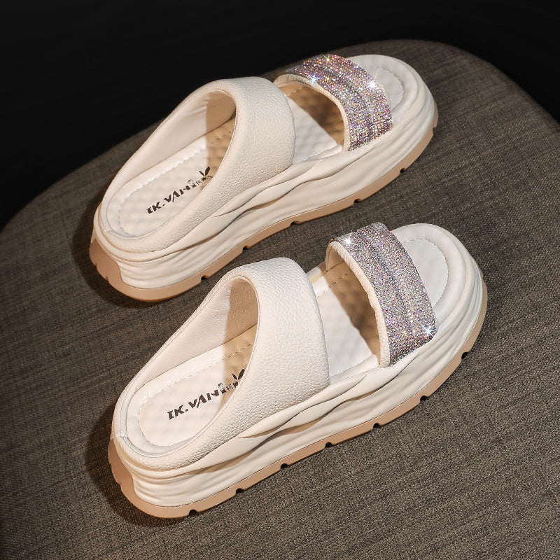 Skanto | Glitrende Rhinestone Hæl Sandaler
