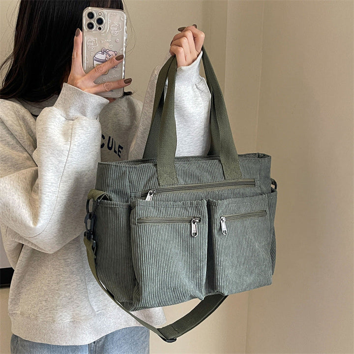 Ensfarget kordfløyels totebag | Skanto