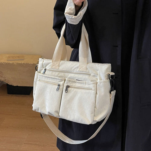 Ensfarget kordfløyels totebag | Skanto