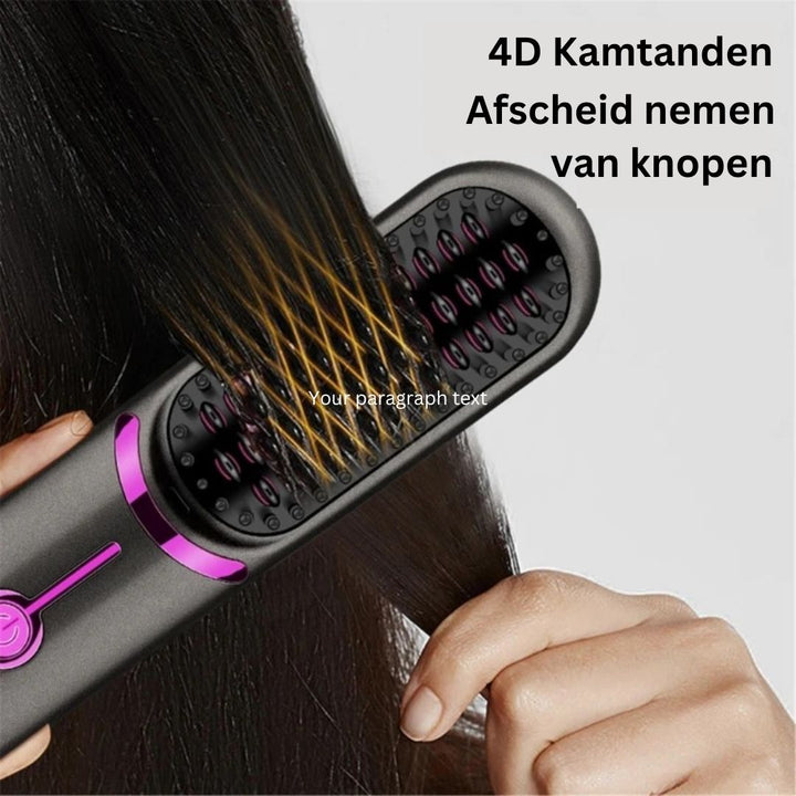 Skanto | SleekStyle – 3-i-1 Varmebørste for Glatt, Frizz-Fri Hår