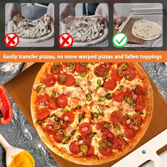 Glidende Pizzapadle Spade Avtakbart Trehåndtak Pizzaspade med Tarper | Skanto
