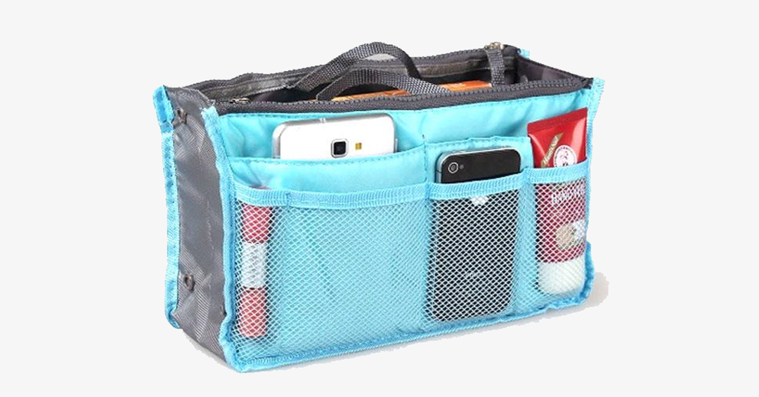 Skanto | Slim Bag-in-Bag - Laget av bomull og polyester - Bærbar og liten størrelse - Flere glidelåslommer - Passer i kofferten din - Fargevariasjoner