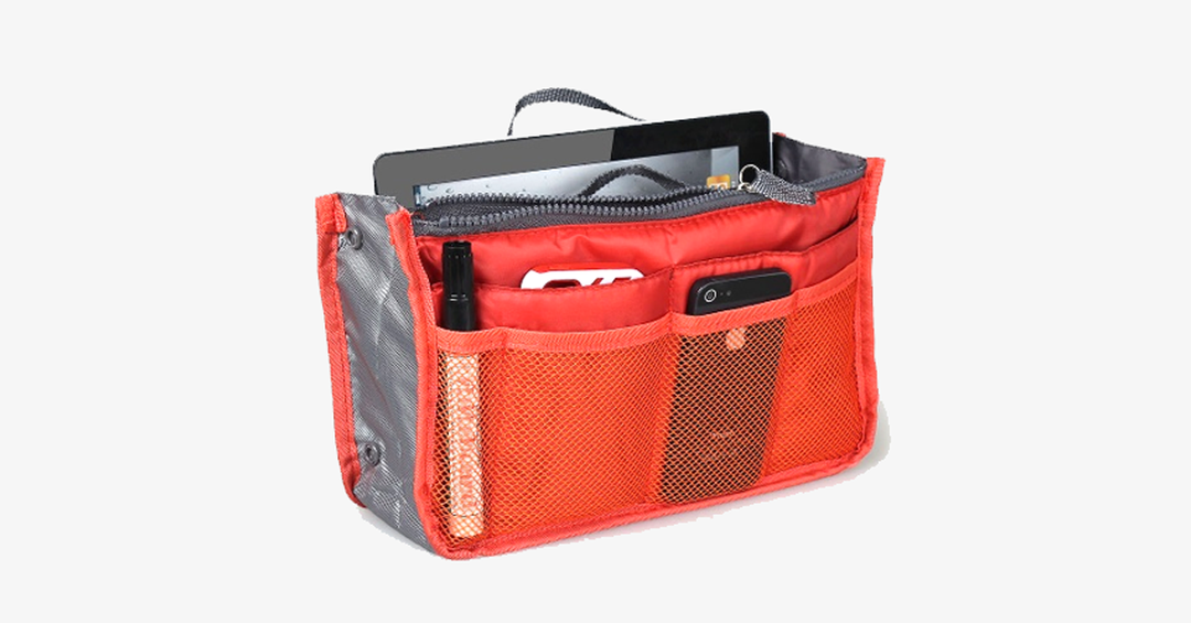 Skanto | Slim Bag-in-Bag - Laget av bomull og polyester - Bærbar og liten størrelse - Flere glidelåslommer - Passer i kofferten din - Fargevariasjoner