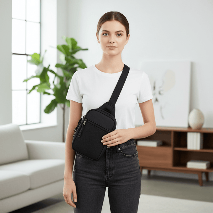 Skanto | SLIMVOY – Kompakt Reise Sling Bag for Enkel Organisering