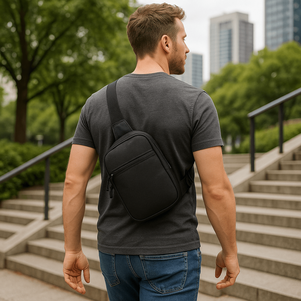 Skanto | SLIMVOY – Kompakt Reise Sling Bag for Enkel Organisering