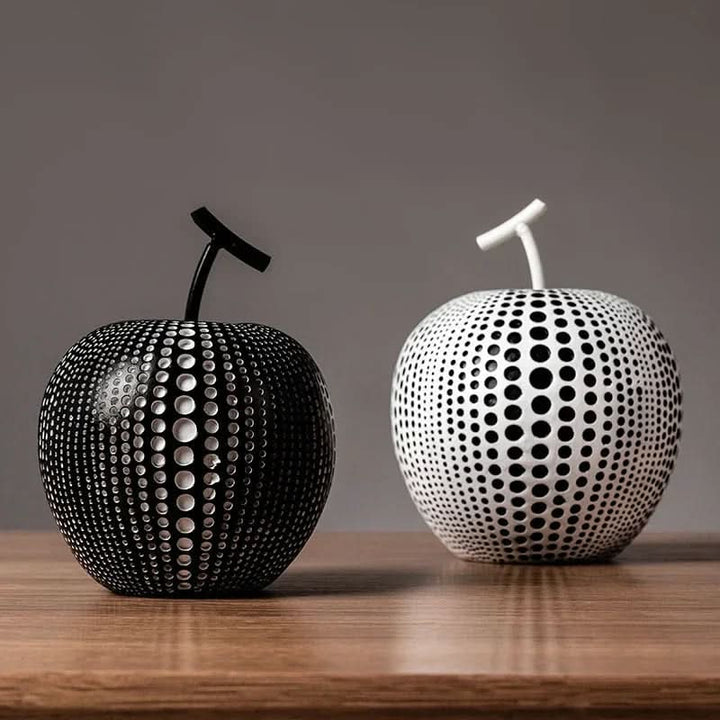Dekorativ MonoApple-Figur – Apfel mit schwarzen und weißen Punkten