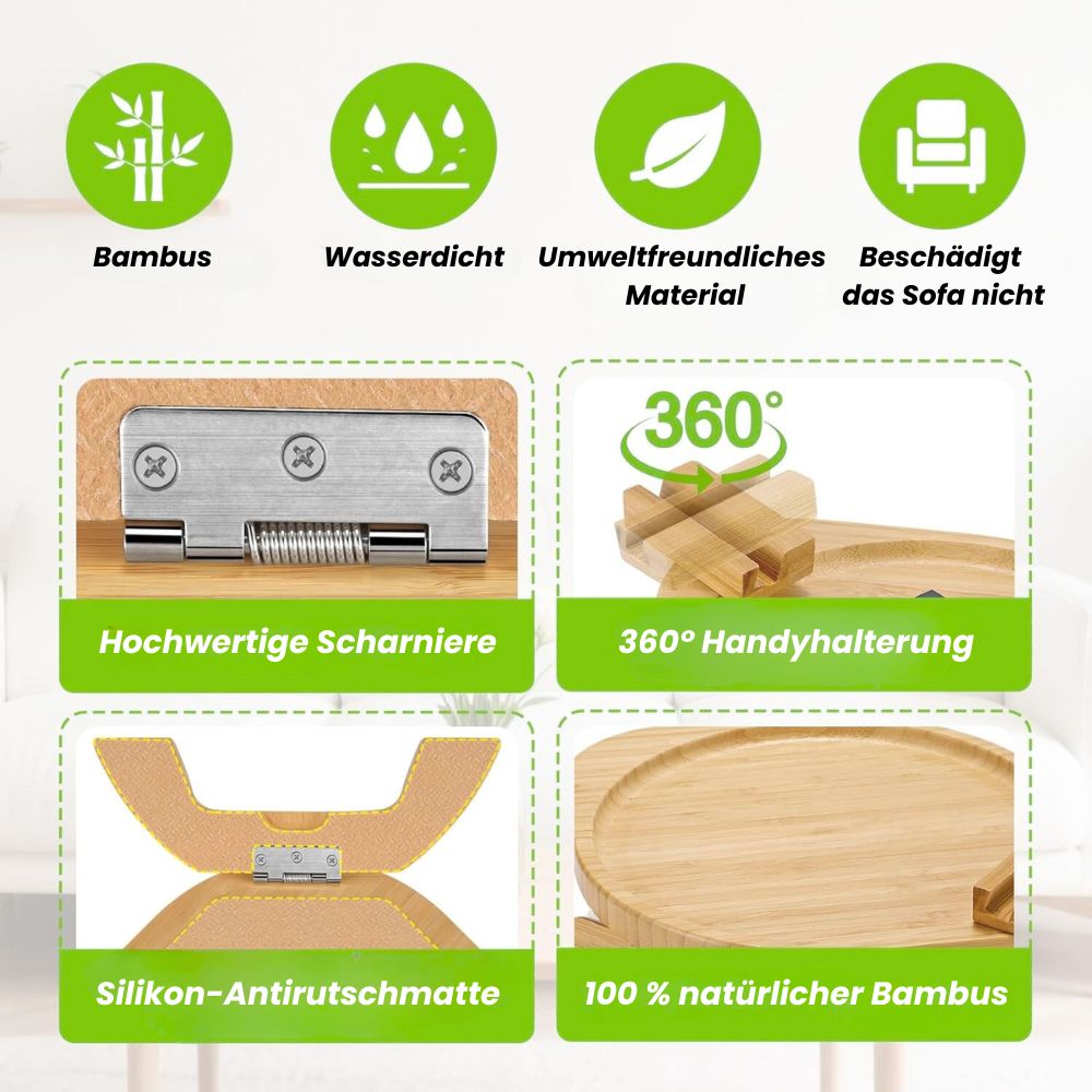 SofaNest Armlene Bord Tre Sofa Sidebord Med Telefonholder | Skanto
