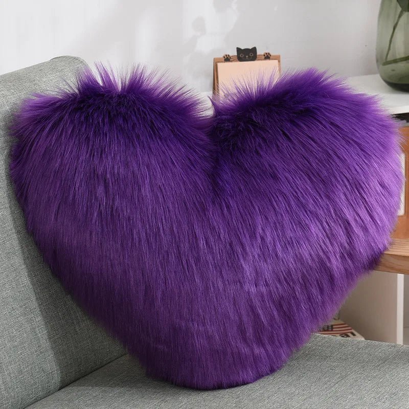 Myk hjerteformet fluffy sofa pute i myk polyester | Skanto