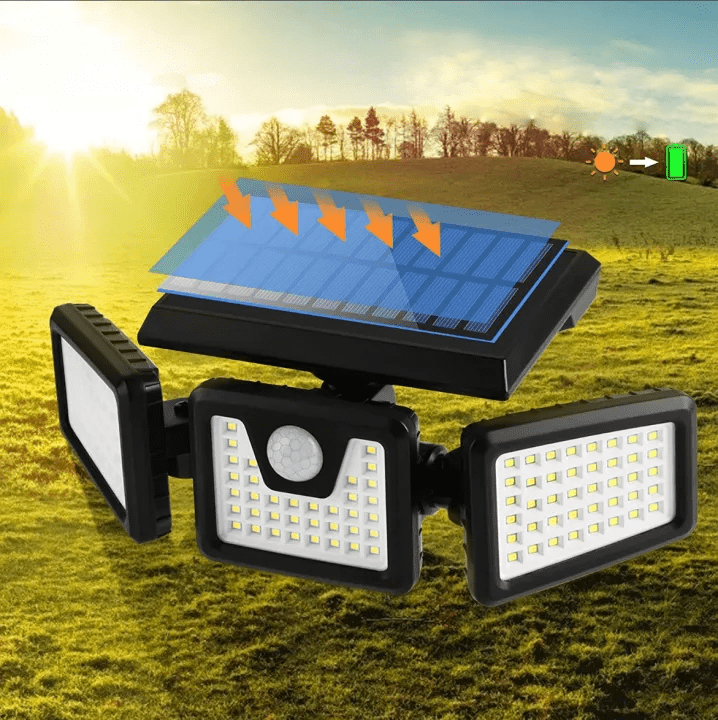 Skanto | SOLARMAX – 360° Roterende Triple Hode Sol Sikkerhetsvegglys