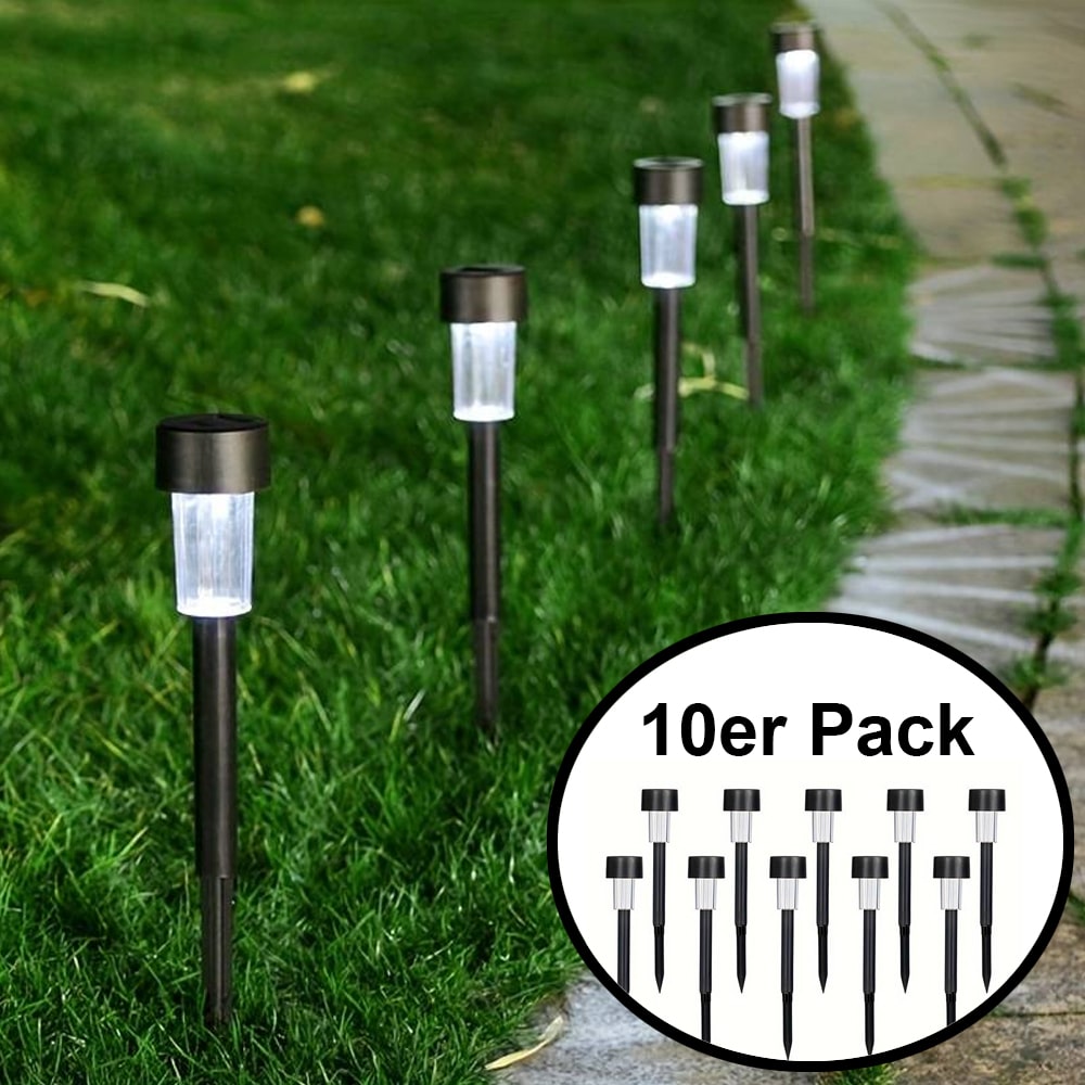 LED solcellelamper på pigger - Svart 10 stk. | Skanto