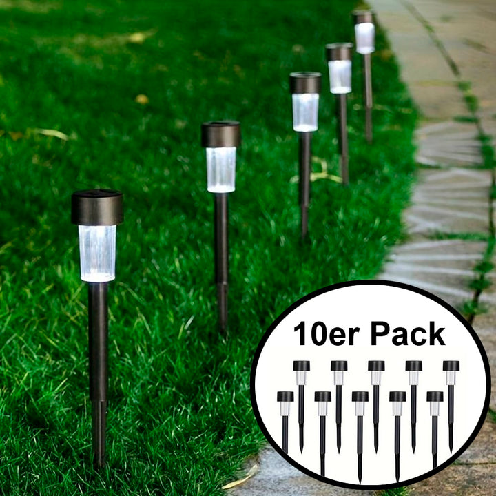 LED solcellelamper på pigger - Svart 10 stk. | Skanto