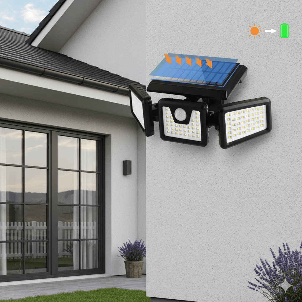 Skanto | SOLARMAX – 360° Roterende Triple Hode Sol Sikkerhetsvegglys
