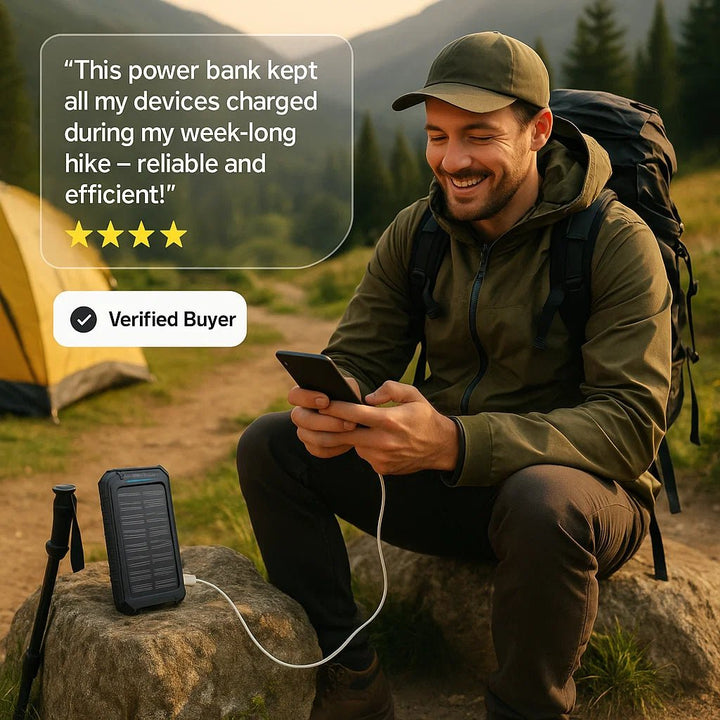 Skanto | SOLARVAULT – Vanntett solenergi bank med 500000mAh for utendørs eventyr